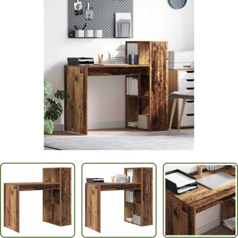 Escritorio con estante -  Escritorio con estante Madera envejecida 108 x 55 x 103.5 cm