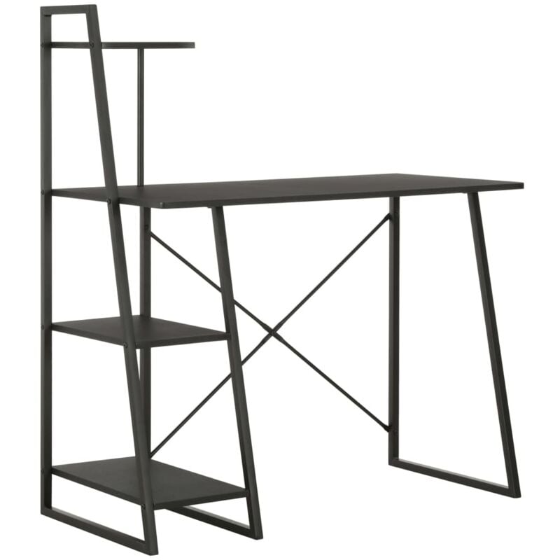 

vidaXL Escritorio con Estantería 102x50x117 cm Negro - Negro