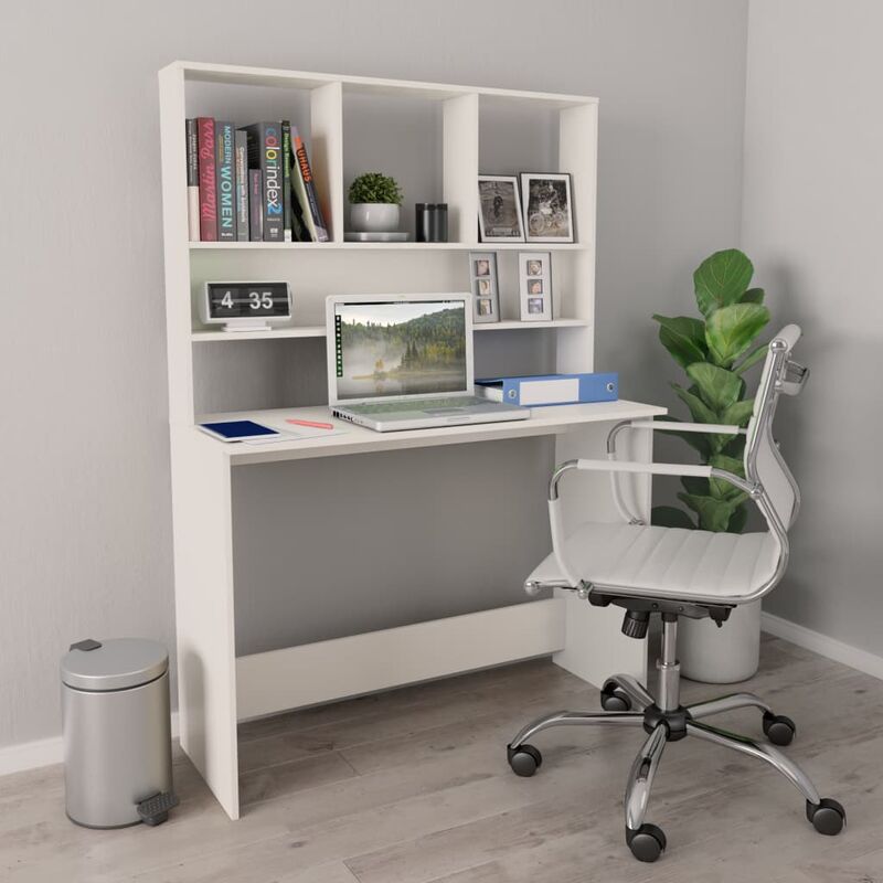 

Escritorio con estantes aglomerado blanco 110x45x157 cm