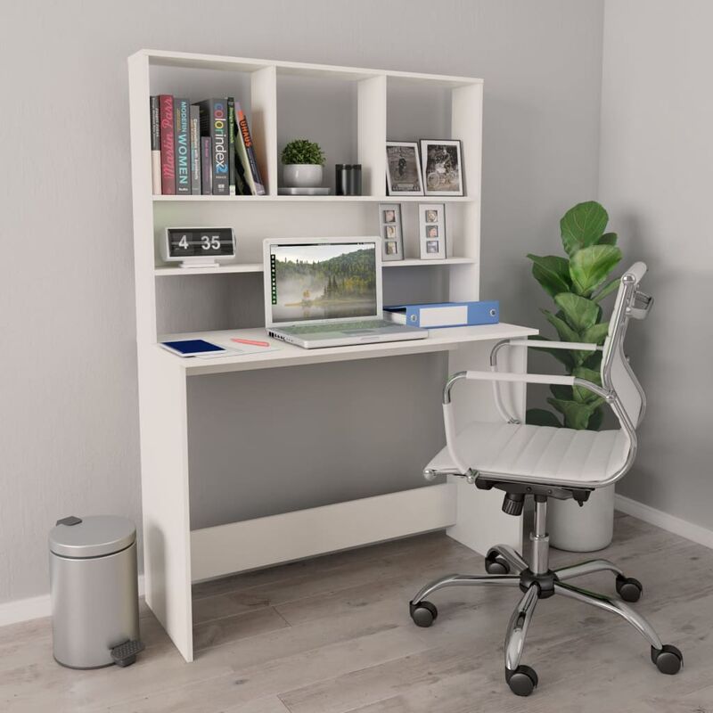 

Escritorio con estantes aglomerado blanco 110x45x157 cm - Blanco
