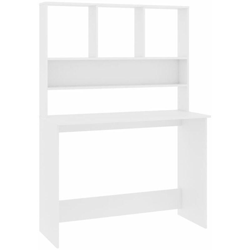 

vidaXL Escritorio con Estantes Aglomerado 110x45x157 cm Blanco - Blanco