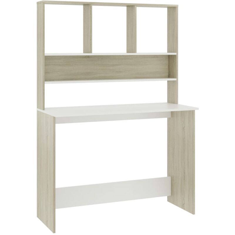 

Escritorio con Estantes Aglomerado 110x45x157 cm Blanco y Sonoma - Multicolor - Vidaxl