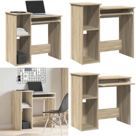 Escritorio con estantes contrachapada color roble 84x40x78 cm - Madera de ingeniería - Escritorio de oficina