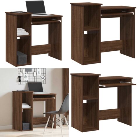Escritorio con estantes contrachapada marrón roble 84x40x78 cm - Madera de ingeniería - Escritorio de oficina