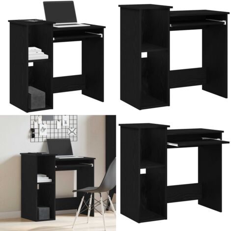 Escritorio con estantes contrachapada negro 84x40x78 cm - Madera de ingeniería - Escritorio negro