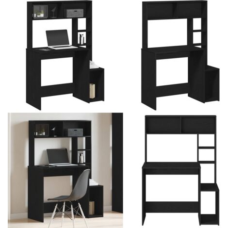 Escritorio con estantes madera contrachapada negro 100x45x140cm - Madera contrachapada - Escritorio negro