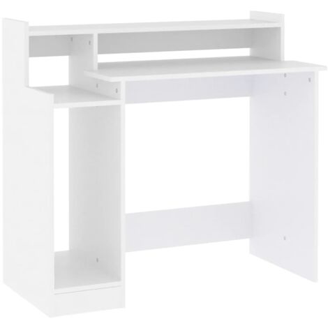 Escritorio con luz LED madera contrachapada blanco 97x45x90 cm vidaXL