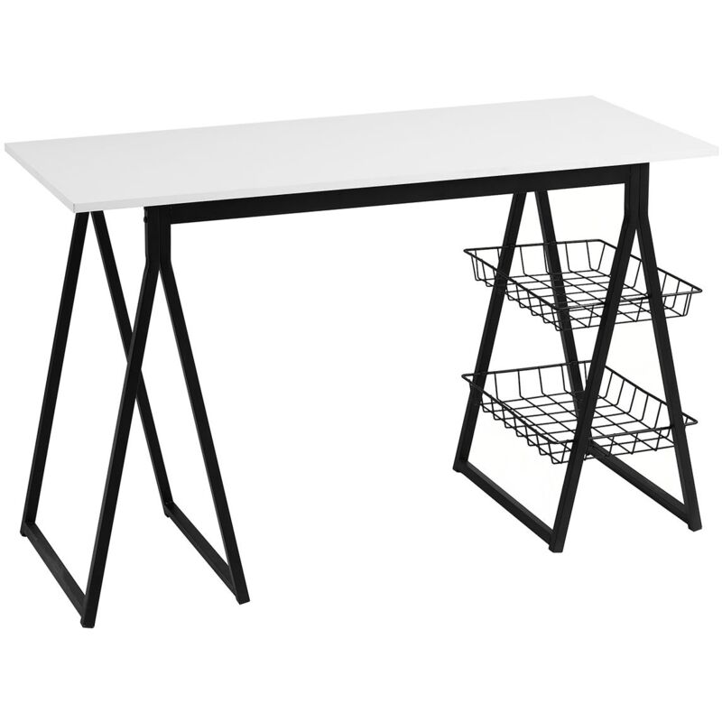 

Escritorio con organizador blanco y negro de metal y MDF de120x50x75 cm