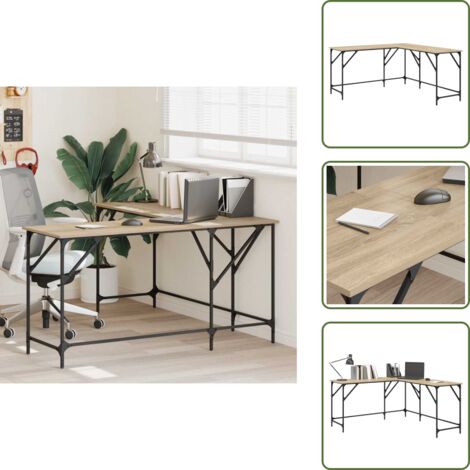 Escritorio con patas ajustables - vidaXL Escritorio madera de ingeniería roble Sonoma 149x149x75 cm - Escritorio de madera contrachapada