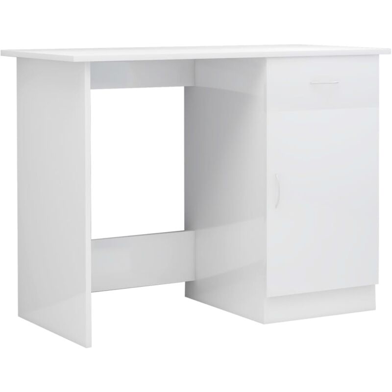 

vidaXL Escritorio de Aglomerado 100x50x76 cm Blanco Brillante - Blanco