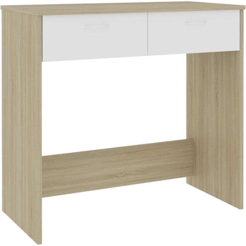 

Escritorio de Aglomerado 80x40x75 cm Color Roble Sonoma y Blanco - Blanco - Vidaxl