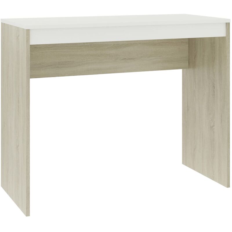 

Escritorio de Aglomerado 90x40x72 cm Color Blanco y Roble Sonoma - Multicolor - Vidaxl