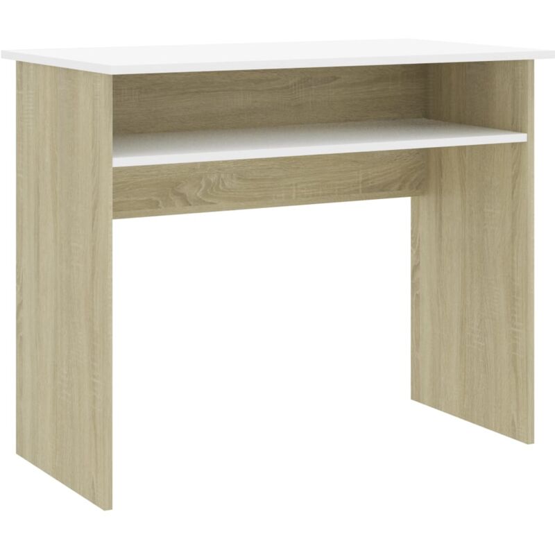 

Escritorio de Aglomerado 90x50x74 cm Blanco y Roble Sonoma - Blanco - Vidaxl