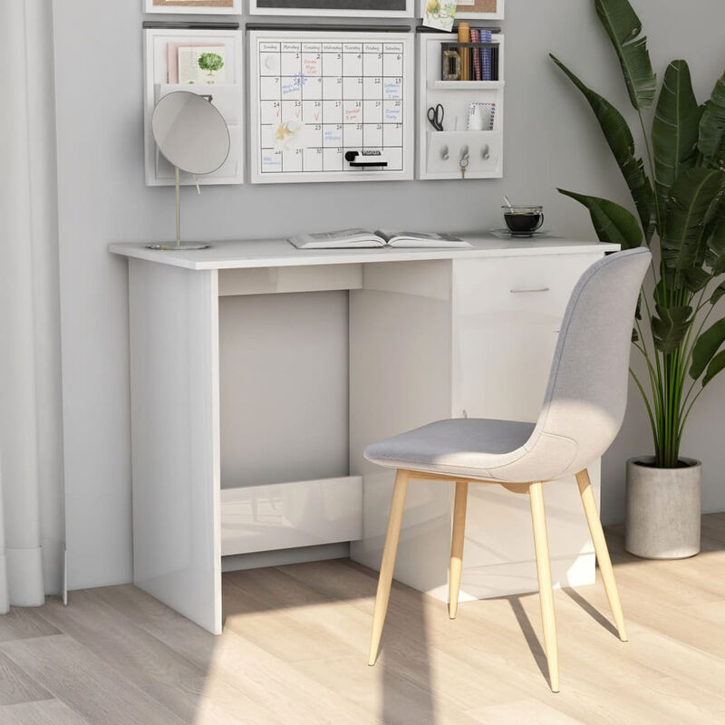 

Escritorio de aglomerado blanco brillante 100x50x76 cm