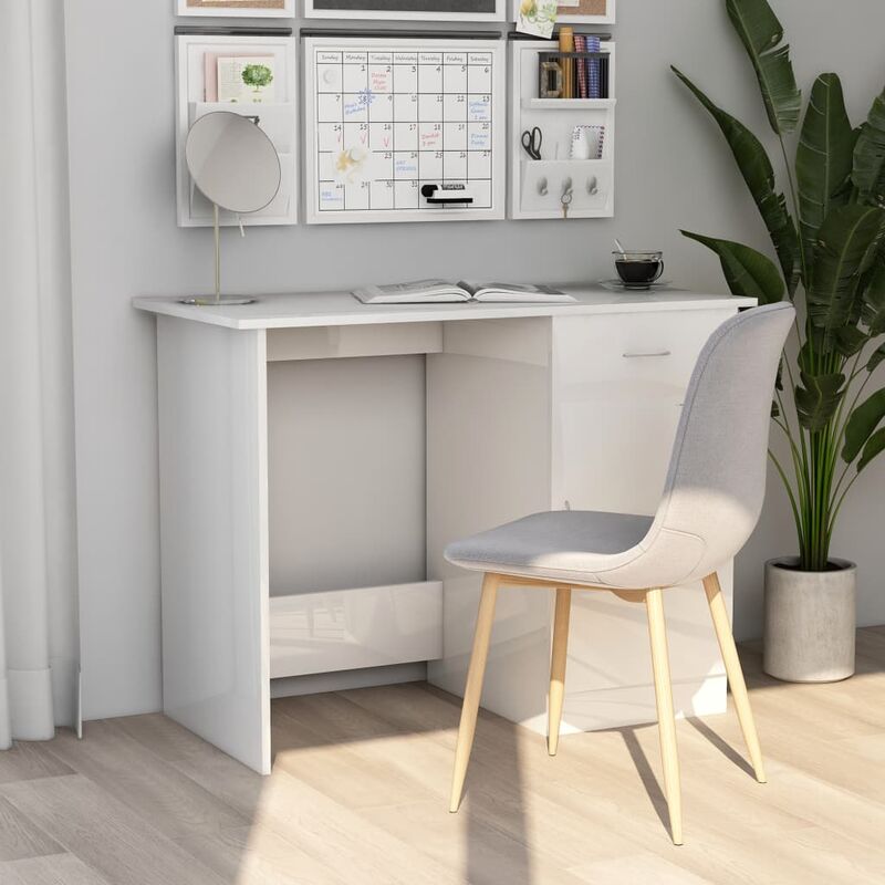 

Escritorio de aglomerado blanco brillante 100x50x76 cm