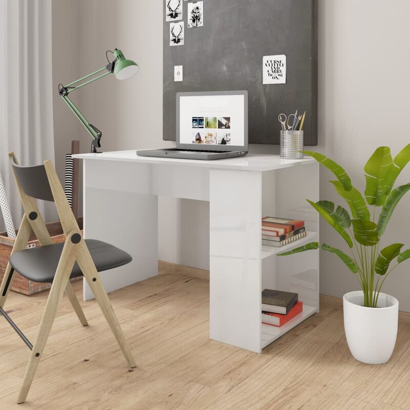 

Escritorio de aglomerado blanco brillante 110x60x73 cm - Blanco