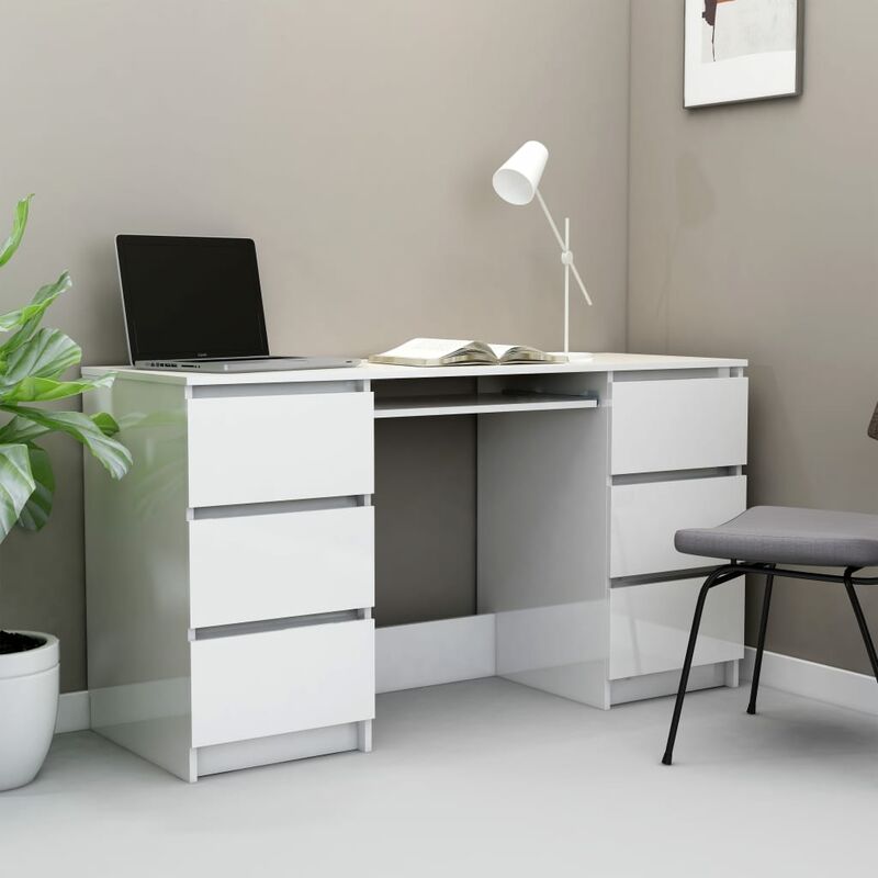 

Escritorio de aglomerado blanco brillante 140x50x77 cm