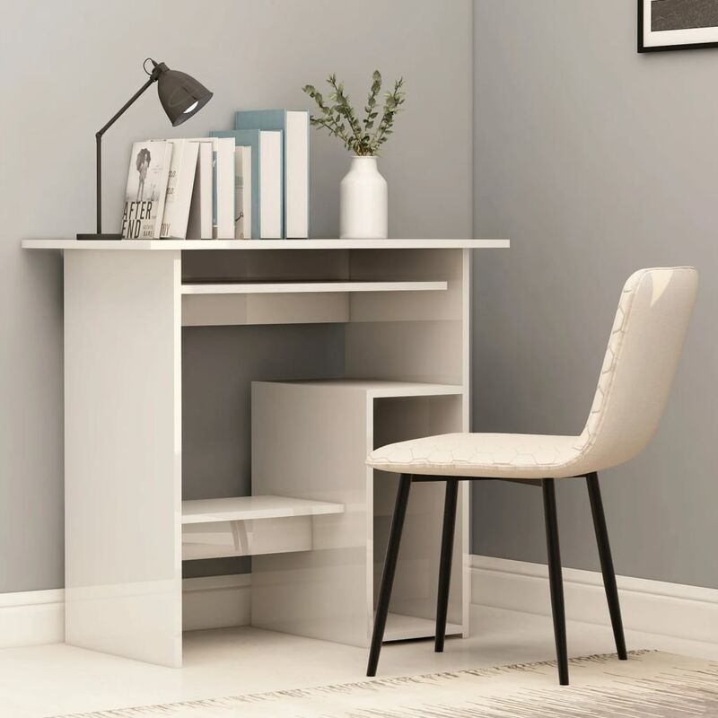 

Escritorio de aglomerado blanco brillante 80x45x74 cm - Blanco