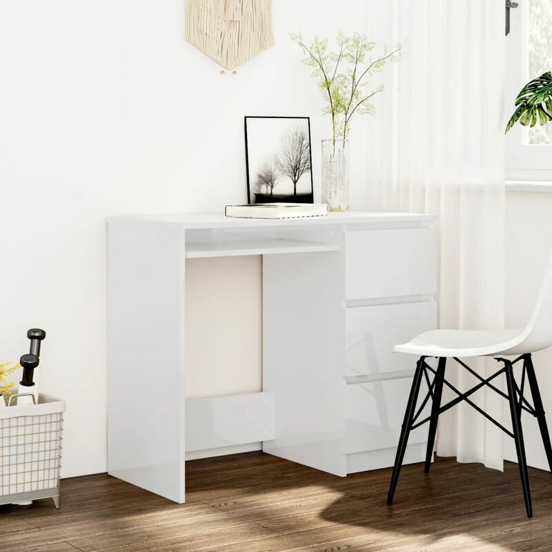 

Escritorio de aglomerado blanco brillante 90x45x76 cm - Blanco