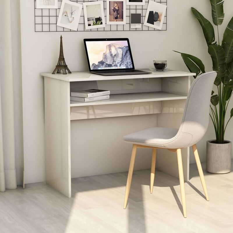 

Escritorio de aglomerado blanco brillante 90x50x74 cm - Blanco