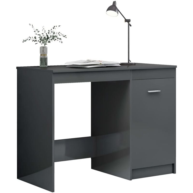 

Escritorio de aglomerado gris brillante 100x50x76 cm - Gris