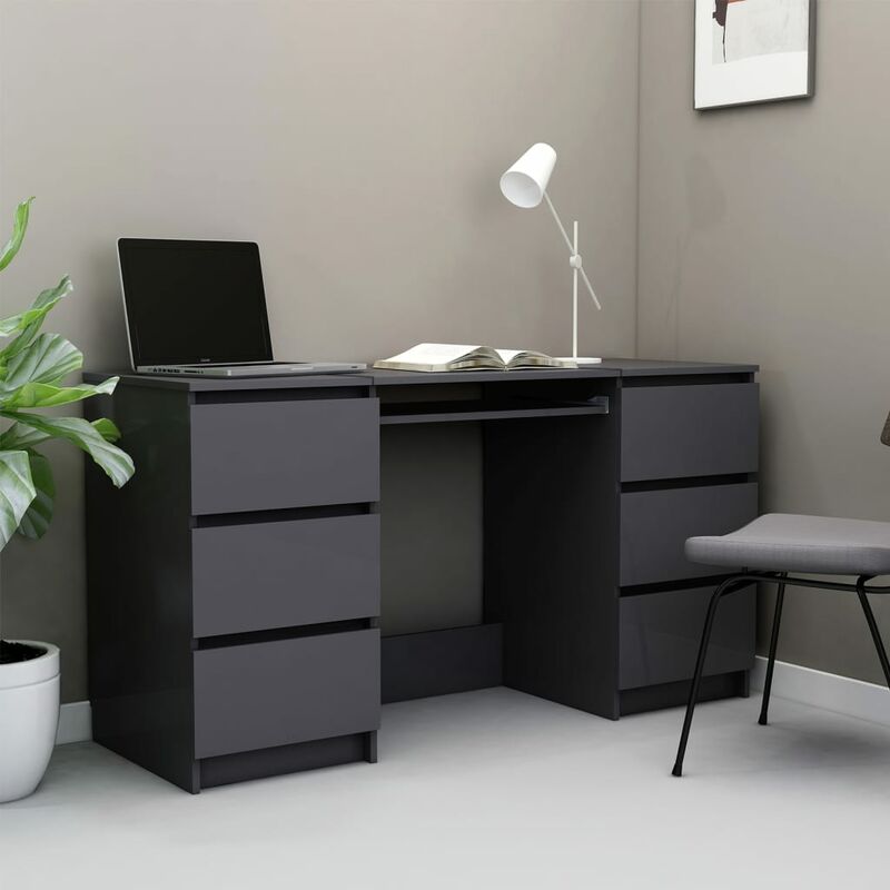 

Escritorio de aglomerado gris brillante 140x50x77 cm - Gris