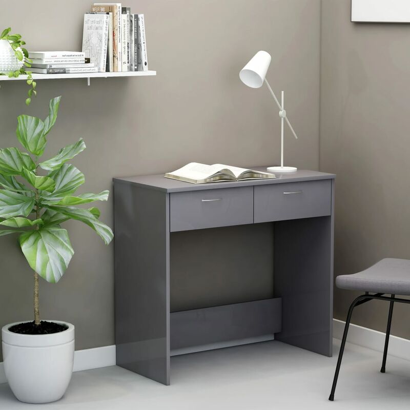 

Escritorio de aglomerado gris brillante 80x40x75 cm - Gris