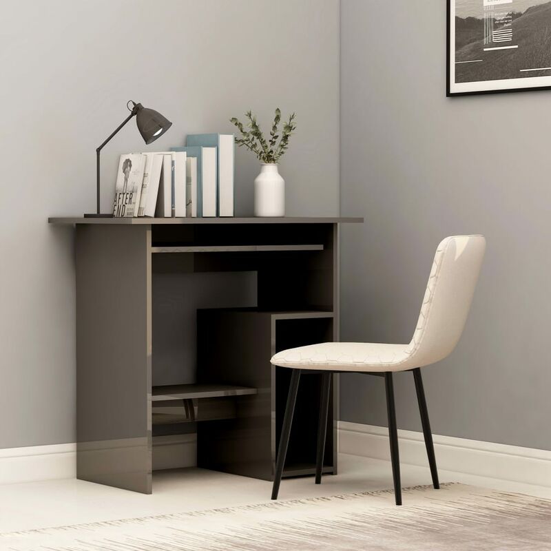 

Escritorio de aglomerado gris brillante 80x45x74 cm - Gris