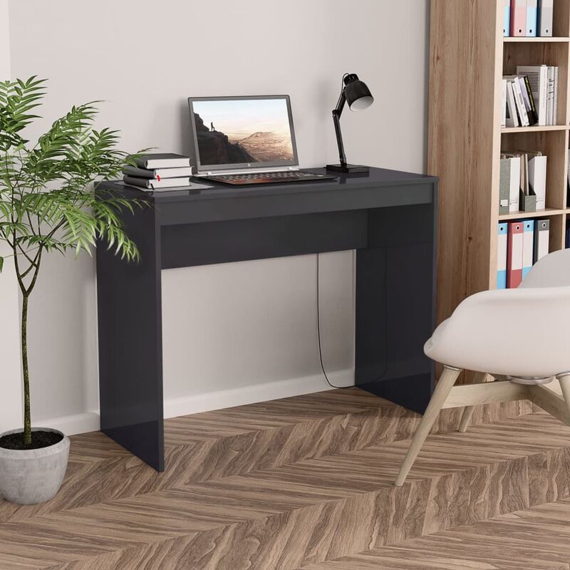 

Escritorio de aglomerado gris con brillo 90x40x72 cm - Gris