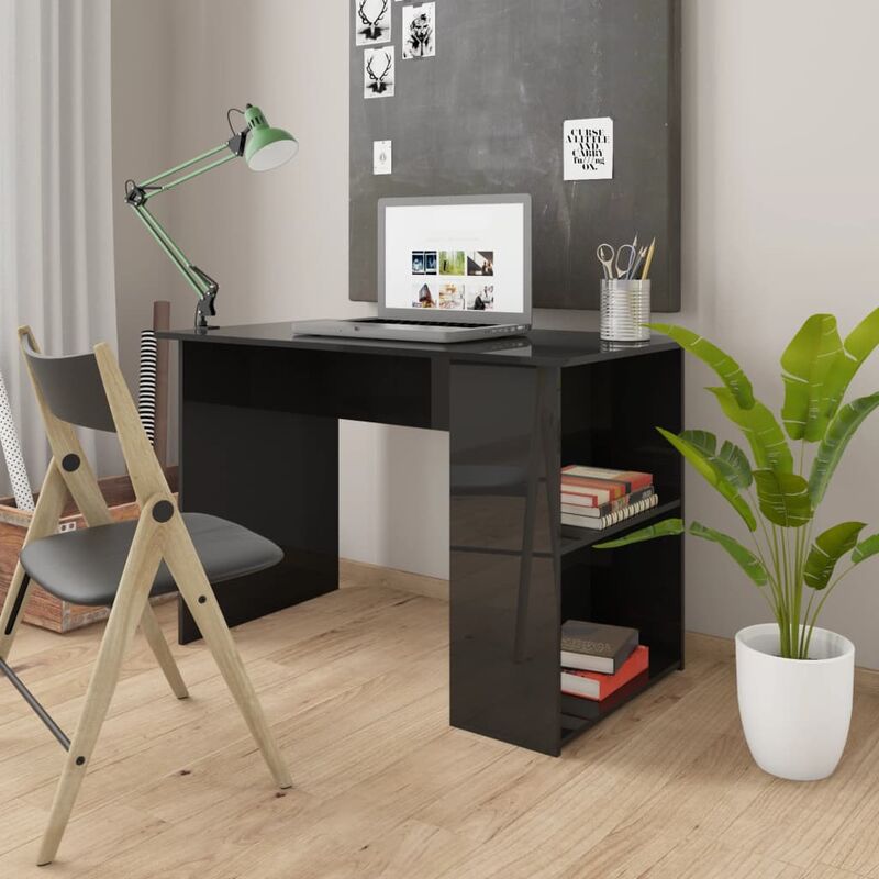 

Escritorio de aglomerado negro brillante 110x60x73 cm - Negro