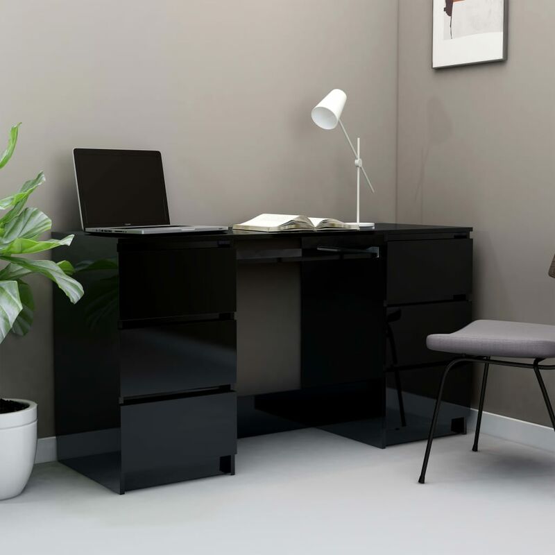 

Escritorio de aglomerado negro brillante 140x50x77 cm