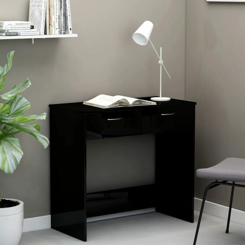 

Escritorio de aglomerado negro brillante 80x40x75 cm - Negro