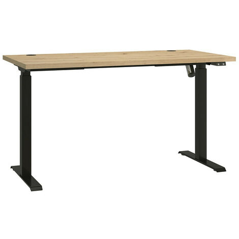 Escritorio de altura regulable Tucson 171, Roble Artisan + Negro mate, Eléctrico, Altura ajustable, Número de puertas: 0, Número de cajones: 0, 73x138x67cm