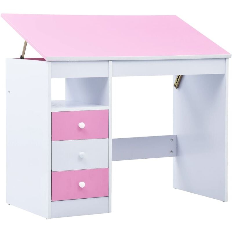 

Escritorio de dibujo para ninos inclinable rosa y blanco