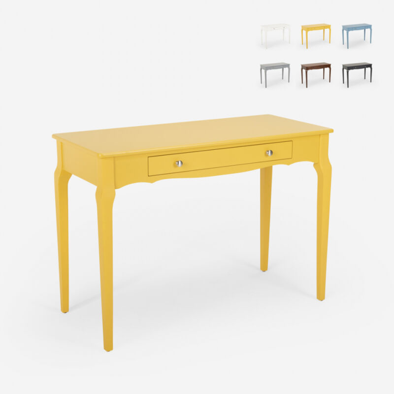

Escritorio de entrada de madera shabby chic 106x47cm Toscano | Color: Amarillo