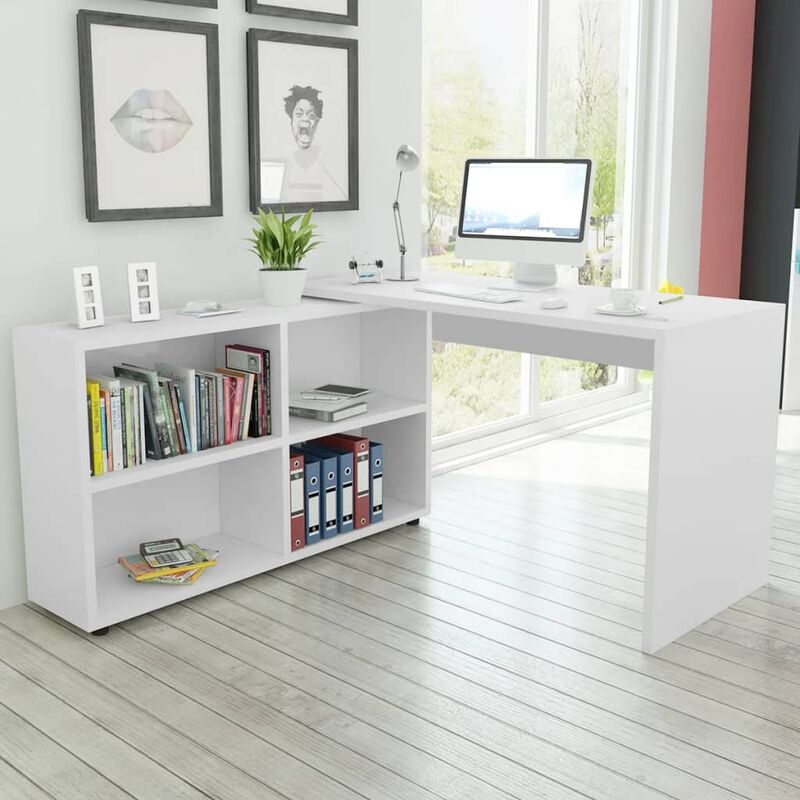

Escritorio de esquina 4 estantes blanco - Blanco