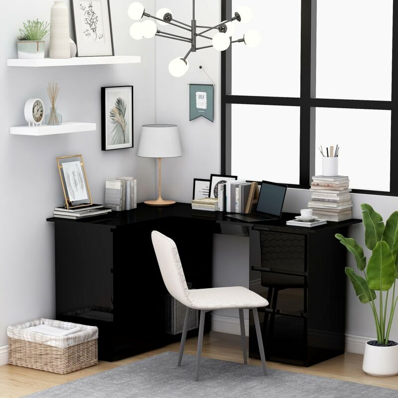 

Escritorio de esquina aglomerado negro con brillo 145x100x76 cm - Negro