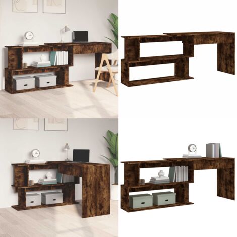 Escritorio de esquina contrachapada roble ahumado 200x50x76 cm - Madera contrachapada - Escritorio de oficina