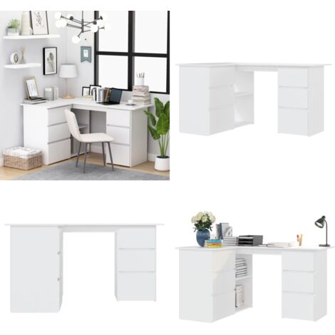 Escritorio de esquina madera contrachapada blanco 145x100x76 cm - Madera contrachapada - Escritorio de oficina