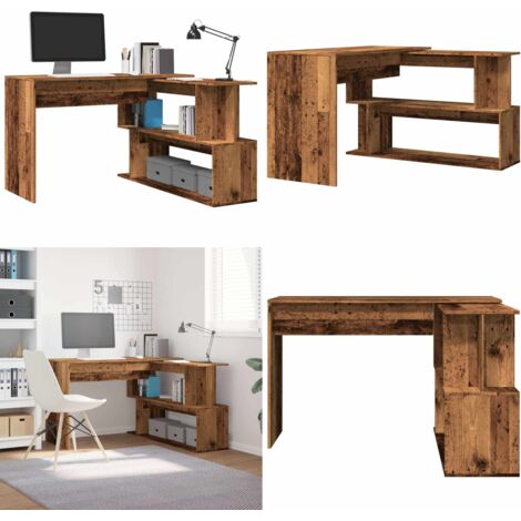 Escritorio de esquina madera contrachapada madera envejecida - Madera contrachapada - Escritorio de oficina