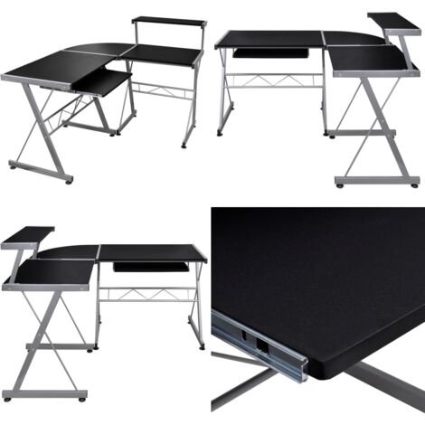 Escritorio de esquina madera contrachapada negro 132x112x99cm - Escritorio de madera - Escritorio de oficina