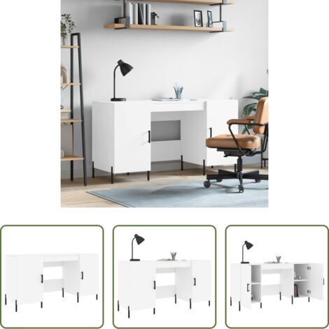 Escritorio de estudio -  Escritorio madera de ingeniería blanco 140x50x75 cm