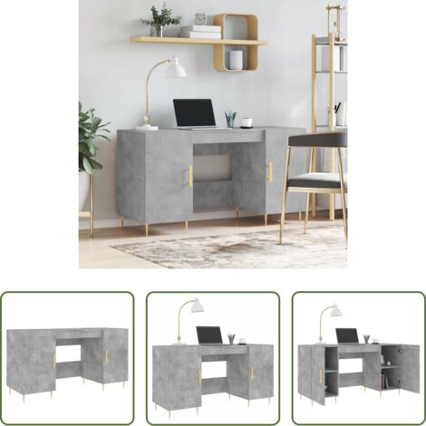 Escritorio de estudio -  Escritorio madera de ingeniería gris hormigón 140x50x75 cm