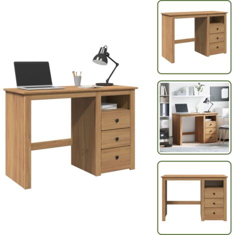 Escritorio de estudio - vidaXL Escritorio Panama madera maciza de pino 112x45x75 cm - Madera maciza