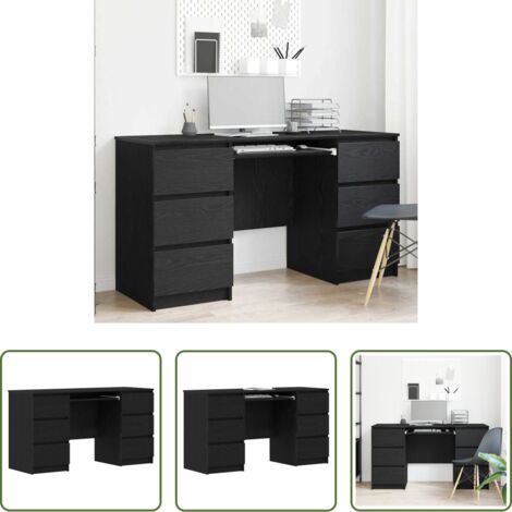 Escritorio de ingeniería -  Escritorio Roble Negro 140 x 50 x 76 cm Madera de ingeniería