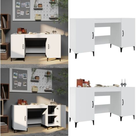 Escritorio de madera contrachapada blanco 140x50x75 cm - Escritorio industrial - Escritorio de oficina