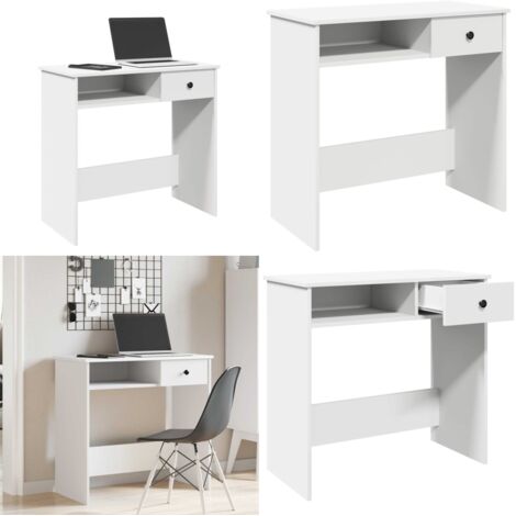 Escritorio de madera contrachapada blanco 80x40x75 cm - Escritorio blanco - Escritorio de oficina