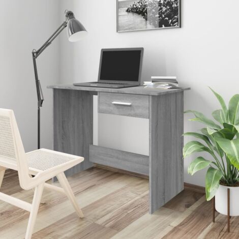 Escritorio de madera contrachapada gris 100x50x76 cm