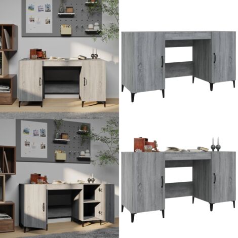 Escritorio de madera contrachapada gris Sonoma 140x50x75 cm - Escritorio industrial - Escritorio de oficina