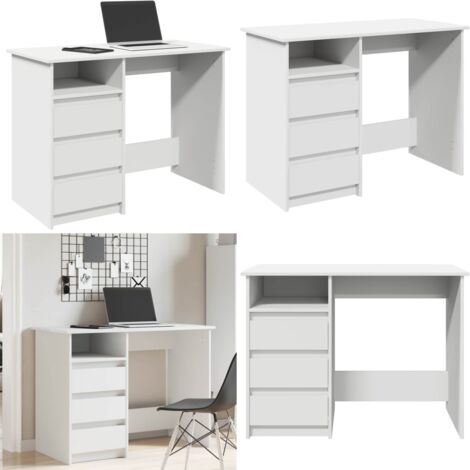 Escritorio de madera de ingeniería blanco 102x50x75 cm - Escritorio blanco - Madera de ingeniería